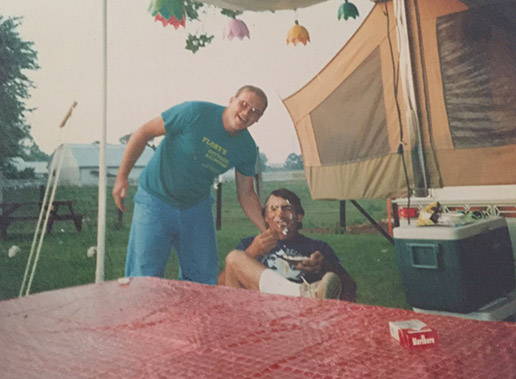 Florys Camping - Lou Korzniecki and his good friend Wally Loeb smiling